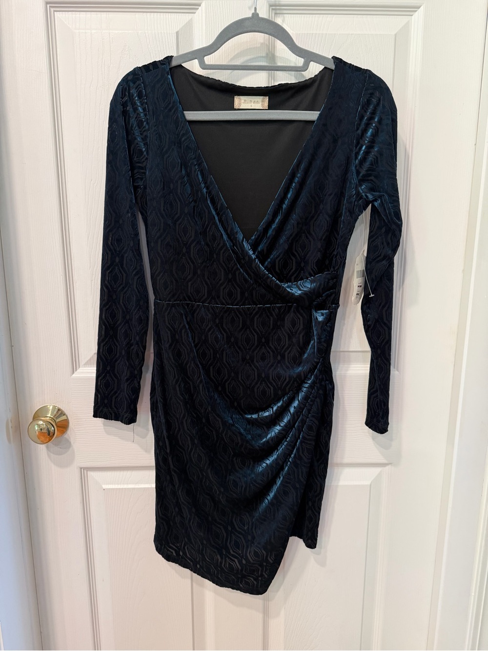 Altar'd State Deep Navy Velvet Wrap Dress